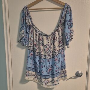 Chic Floral Print Off-the-shoulders Women's Blouse